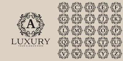 Floral Heraldic Luxury circle Logo template in vector for Restaurant, Royalty, Boutique, Cafe, Hotel, Jewelry, Fashion and other vector illustration