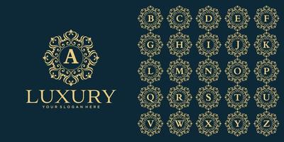 Floral Heraldic Luxury circle Logo template in vector for Restaurant, Royalty, Boutique, Cafe, Hotel, Jewelry, Fashion and other vector illustration