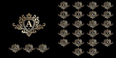 plantilla de logotipo de círculo de lujo heráldico floral en vector para restaurante, realeza, boutique, cafetería, hotel, joyería, moda y otras ilustraciones de vectores