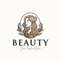 Woman feminine gold beauty logo design template vector