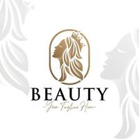 logotipo de oro natural de la reina de la mujer de belleza vector