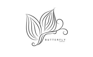 plantilla de vector de logotipo de mariposa para cosmética, belleza, spa. ilustración de mariposa dibujada a mano en blanco y negro. estilo vintage