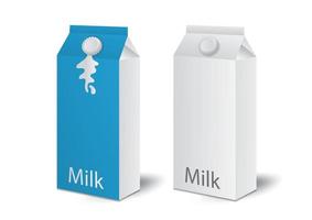 cajas de leche, cajas de jugo conjunto vector realista. paquetes de maquetas. envases de bebidas de papel blanco 3d.