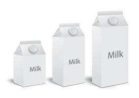 cajas de leche, cajas de jugo conjunto vector realista. paquetes de maquetas. envases de bebidas de papel blanco 3d.