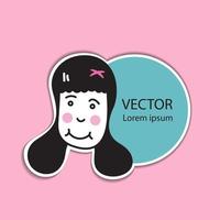 Sticker label with cute girl cartoon vector illustration for packaging and advertising. web icon, logo design