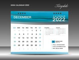 vector de plantilla de calendario de escritorio 2022, diciembre de 2022 año