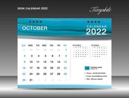 Desk Calendar 2022 Template vector, October 2022 year vector