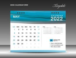 vector de plantilla de calendario de escritorio 2022, año de mayo de 2022