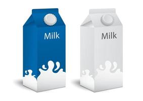cajas de leche, cajas de jugo conjunto vector realista. paquetes de maquetas. envases de bebidas de papel blanco 3d.