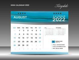 vector de plantilla de calendario de escritorio 2022, año de agosto de 2022