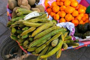 Fresh fruits and vegetables at the local market in Lima, Peru. Market vegetables sold by local farmers. photo