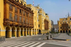 Beautiful colonial buildings and streets in the Peruvian capital, Lima Editorial photo. photo