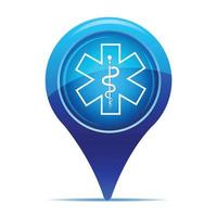 a logo image of a pointer in blue gradient with healthcare logo in the center for medical related purpose vector
