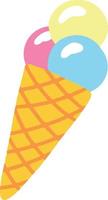 Vector Illustration of Cute Cartoon Cone with Ice Cream Scoops