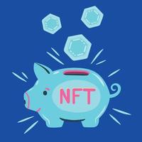 alcancía con tokens nft. concepto de inversión en criptomonedas y nft vector