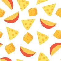 Seamless Vector Pattern with Pieces of Different Cheese