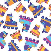 Seamless Pattern with Colorful Cartoon Roller Skates vector