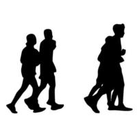 silhouette of running people vector