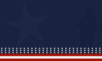 bandera americana con silueta de un soldado veterano y área de espacio de copia. adecuado para ser colocado en contenido con ese tema. vector