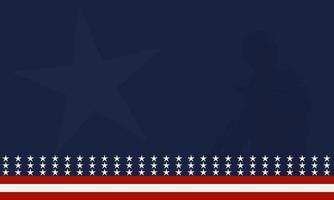 American flag with Silhouette of a veteran soldier, and copy space Area. Suitable to be placed on content with that theme. vector