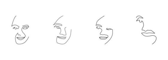 set of line art woman vector