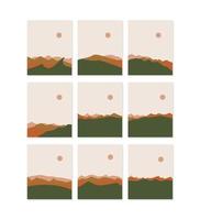 set of abstract boho landscape vector