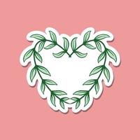 ilustración de doodle de hoja de corazón dibujada a mano para cartel de pegatinas de tatuaje, etc. vector