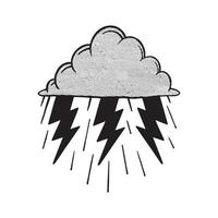 hand drawn cloud rain vintage doodle illustration for tattoo stickers poster etc vector