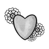 flores de corazón dibujadas a mano ilustración de garabato para cartel de pegatinas de tatuaje, etc. vector