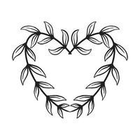 hand drawn heart leaf doodle illustration for tattoo stickers poster etc vector