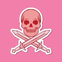 hand drawn skull swords doodle illustration for tattoo stickers poster etc vector