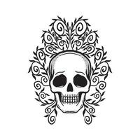 hand drawn skull floral doodle illustration for tattoo stickers poster etc vector