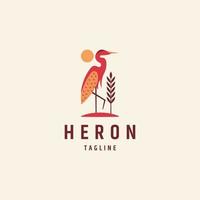 Heron or stork logo icon design template flat vector