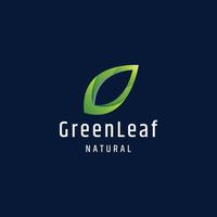 Green leaf gradient logo icon design template vector