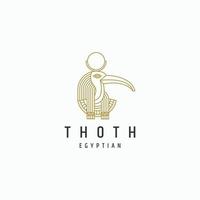 Thoth egyptian goddes line style logo icon design template. Elegant, luxury, gold flat vector illustration