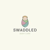 Ilustración de vector plano de plantilla de diseño de icono de logotipo de swaddle de bebé pequeño