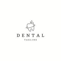 Diente dental con plantilla de diseño de icono de logotipo de estilo de línea vector plano