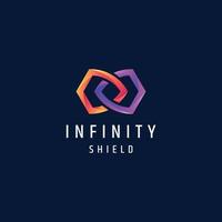 Infinity shield security colorful gradient logo icon design template vector