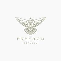 Fly bird freedom mono line logo icon design template. Line, elegant, falcon, eagle, flat vector illustration