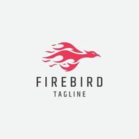 Fire bird red flame logo icon design template vector illustration