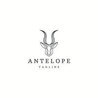 Ilustración de vector plano de plantilla de diseño de icono de logotipo de animal de antílope