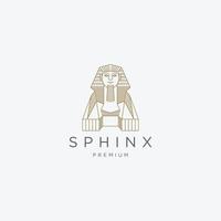 Luxurious Sphinx egyptian landmark mono line logo icon design template flat vector illustration