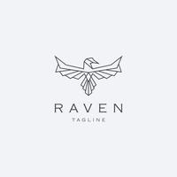 Raven crow bird flying polygonal geometric logo icon design template vector illustration