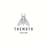 Moth line art logo icon design template flat vector illustration