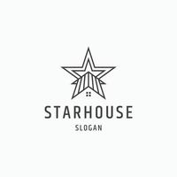 Star house line style logo icon design flat template vector illustration