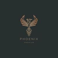 Luxurious phoenix bird gradient line art logo icon design template vector illustration