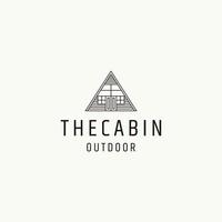 Cabin or cottage line art logo icon design template flat vector illustration