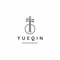 yueqin instrumentos musicales tradicionales chinos logotipo icono diseño plantilla vector plano