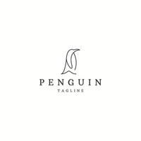Ilustración de vector plano de plantilla de diseño de icono de logotipo de animal de pingüino