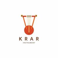 vector plano de plantilla de diseño de icono de logotipo de instrumento musical etíope tradicional krar